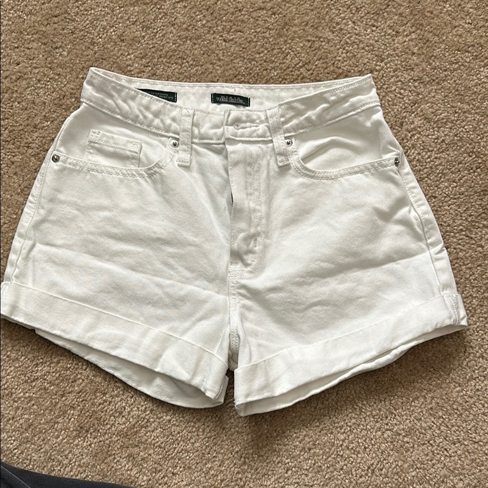 White High Waisted Jean Shorts